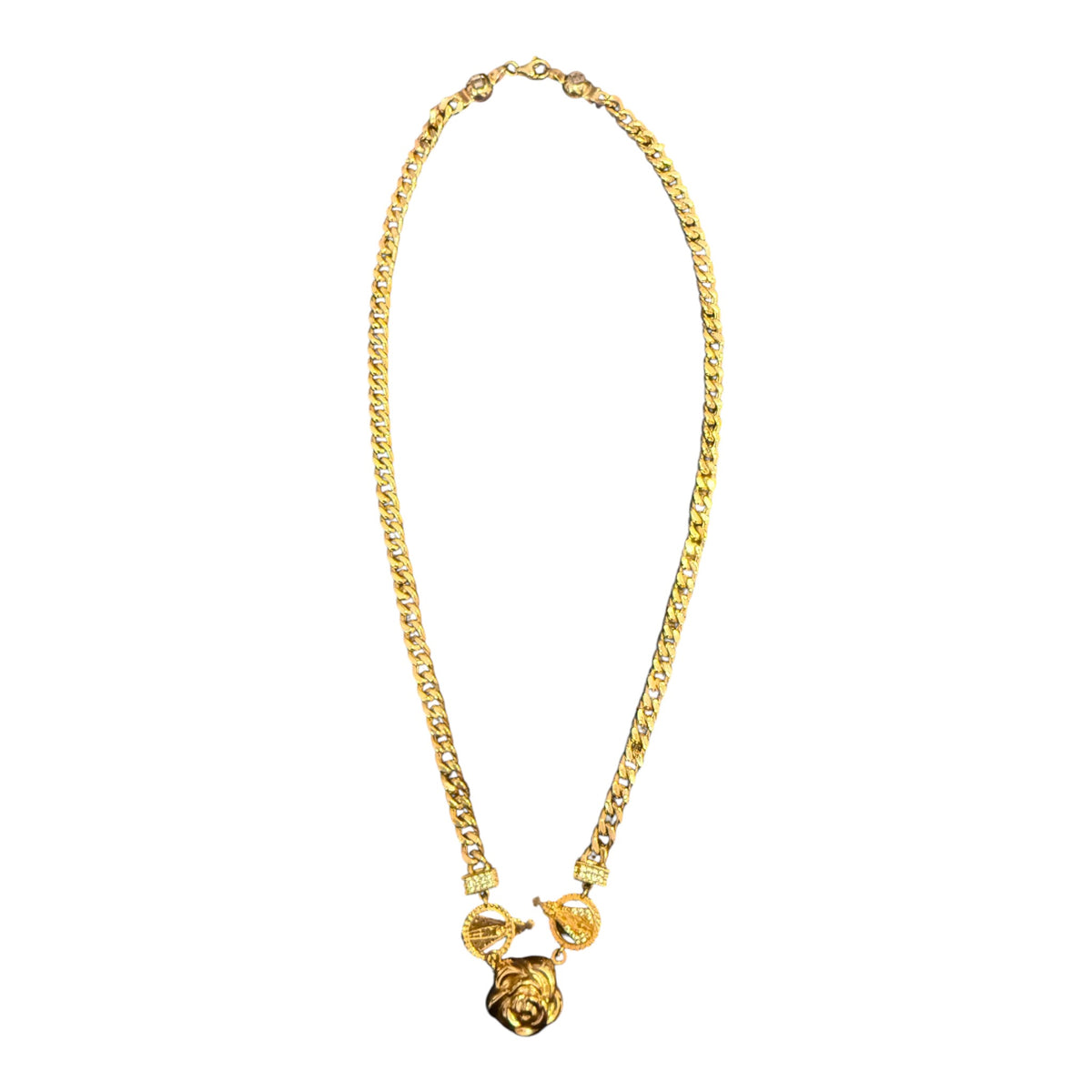 10K Gold Cuban Rose Pendant Chain