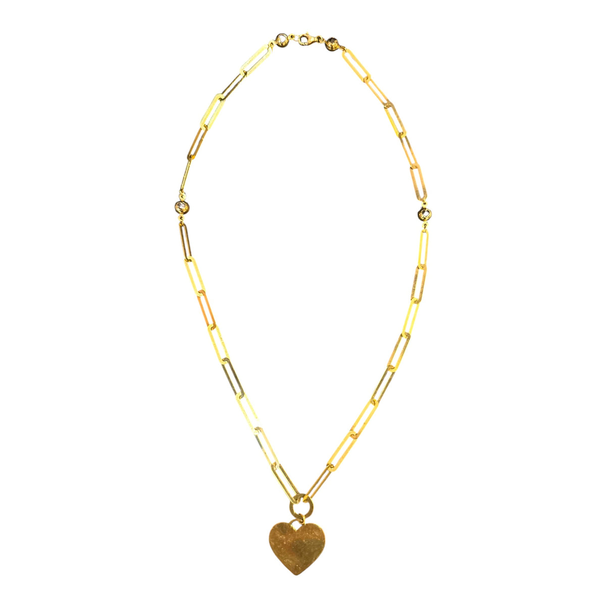 10K Gold Paperclip Heart Chain