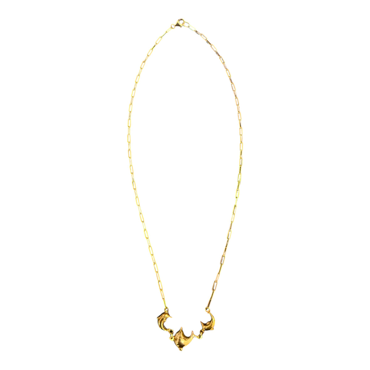 10K Gold Paperclip Dolphin Chain