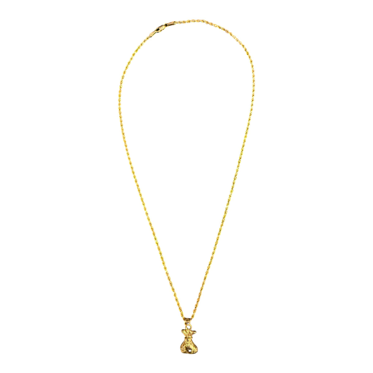 10K Gold Rope Money bag pendent  Chain