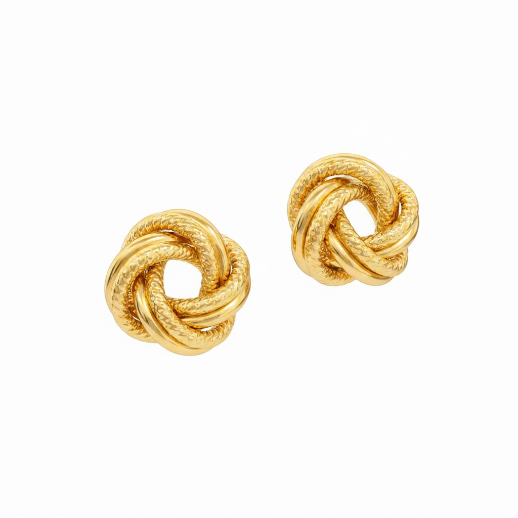 10K Gold Knot Stud Earrings