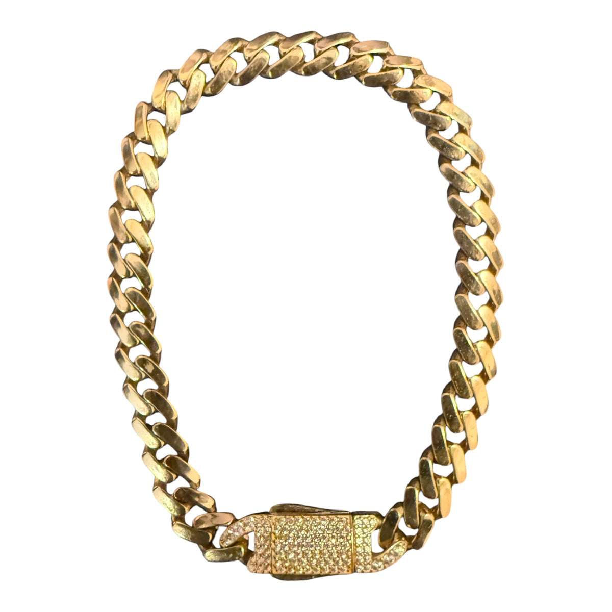 10K Gold Hallow Cuban Link Box Clasp Bracelet