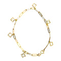 10K Gold Paperclip Clover Charm Bracelet