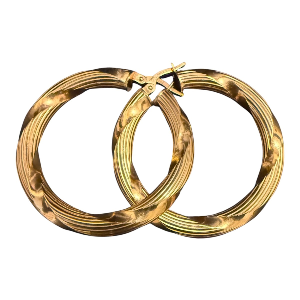10K Gold Thick Twisted Tube Hoop Earrings
