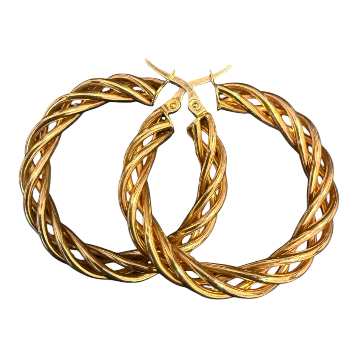 10K Gold Braided Hoop Earrings