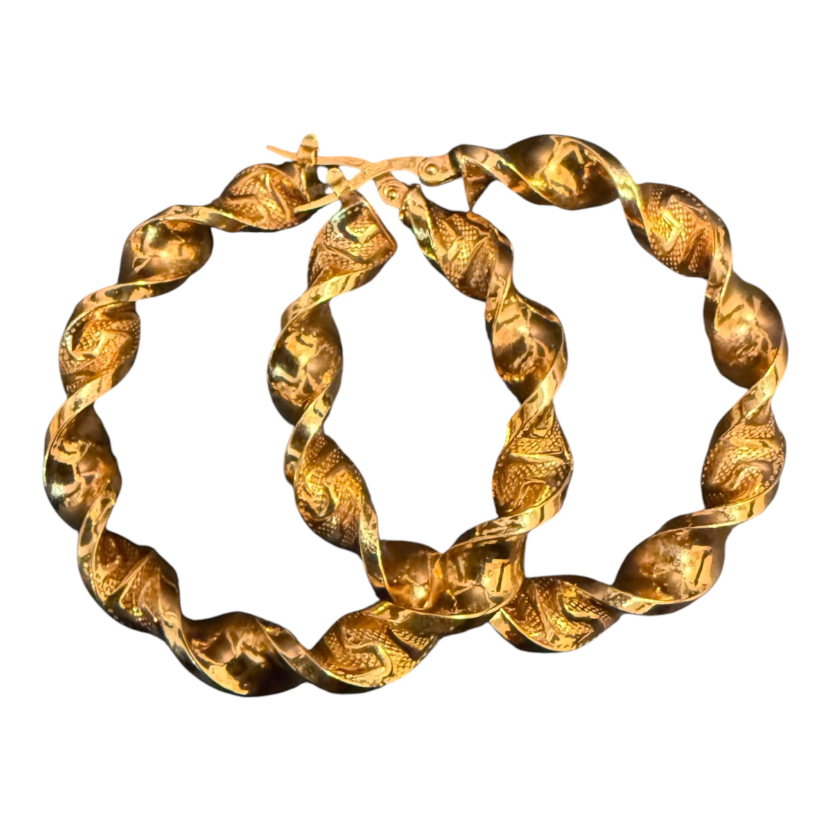 10K Gold Greek Style Twisted Hoop Earrings