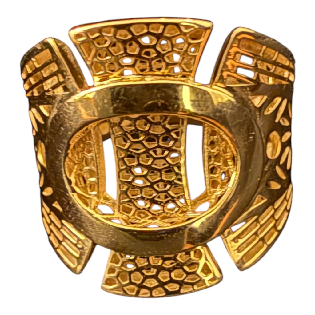 10K Gold Oval Geometric Statement Ring