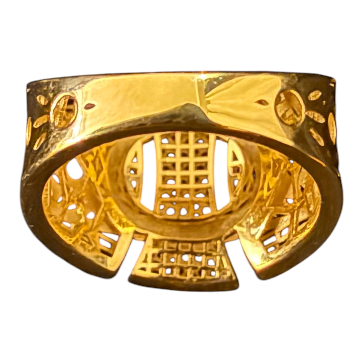 10K Gold Oval Geometric Statement Ring